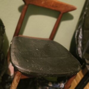 Vintage Wooden Chair with Dark Green Seat